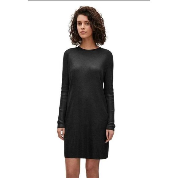 COS Black Metallic Shimmer Long Sleeve Tunic Shift Dress Small - Picture 1 of 6